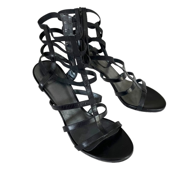 STUART WEITZMAN Women's Sz 10 Black Leather Gladiator Strappy High Heel Sandals - Picture 1 of 12